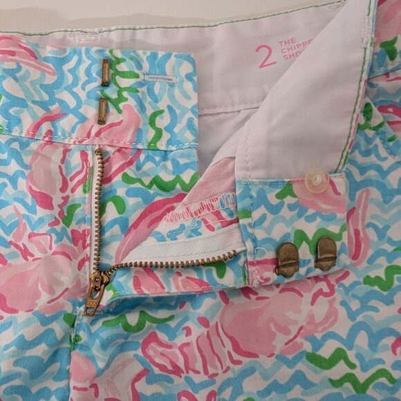 Lilly Pulitzer Lobstah Roll The Chipper Shorts Womens Size 2 Blue Pink Bermuda - Picture 3 of 14